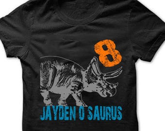 Triceratops Dinosaur birthday shirt for kids personalized tshirt for any birthday dino t-rex theme party shirts for kids