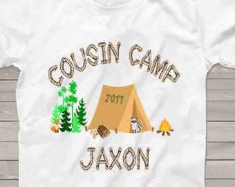 Cousin Camp shirts Birthday Camping shirt kids boys girls Happy Camper Slumber party personalized matching family Reunion shirts Vacation