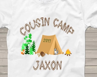 Cousin Camp shirts Birthday Camping shirt kids boys girls Happy Camper Slumber party personalized matching family Reunion shirts Vacation