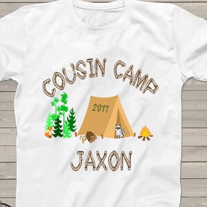 Cousin Camp shirts Birthday Camping shirt kids boys girls Happy Camper Slumber party personalized matching family Reunion shirts Vacation