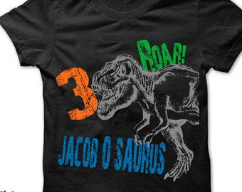 4th Birthday 2nd 3rd 4th 5th Fourth Birthday Boy or Girl Personalized Dinosaur appliqu\u00e9 shirt Monogrammed