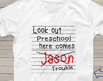 First day of Preschool shirt, Personalized with any grade, School tshirt, Back to School Shirts for kids, boys girls one of a kind