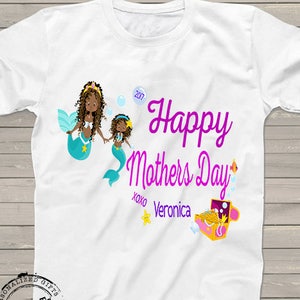 Happy Mother's Day shirt Mommy and me mini mermaid baby Shirts for kids girls Bodysuit Purple Pink Personalized with name and year image 1