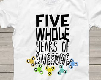 Spinner birthday shirt for kids, boys, girls, personalized shirts, fidget spinner theme, one of a kind, 5th birthday family tshirt