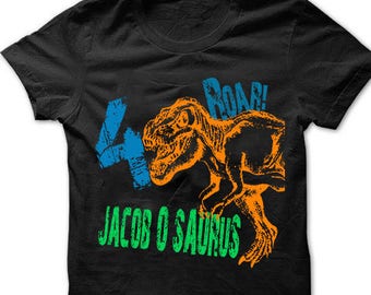 Dinosaur birthday shirt for kids personalized tshirt 3rd bday 1st, 2nd, 4th, 5th, 6th any birthday dino t-rex theme party shirts boys, girls
