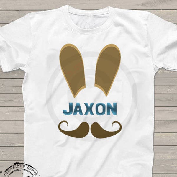 Easter shirts for kids Personalized brown mustache beard boys tshirt bunny rabbit ears t-shirt boutique baby matching family photo shirts