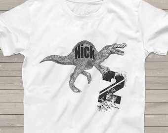 Spinosaurus Dinosaur birthday shirt for kids personalized t-shirt for any birthday number, dino theme party shirts for boys, girls