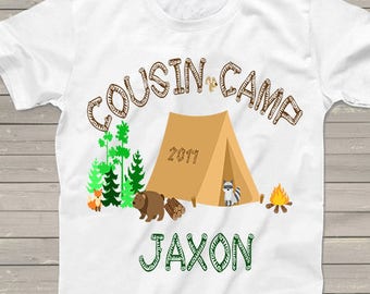 Cousin Camp shirts Birthday Camping shirt kids boys girls Happy Camper Slumber party personalized matching family Reunion shirts Vacation