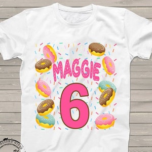 Donut birthday shirt, Donut party Shirt, t-shirt for girls, customized birthday shirts for kids, donut theme party shirts matching family image 1