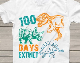 100 Days of school shirt, dino tshirt, dinosaur 100 days extinct t-shirt, funny teacher kindergarten, prek shirts