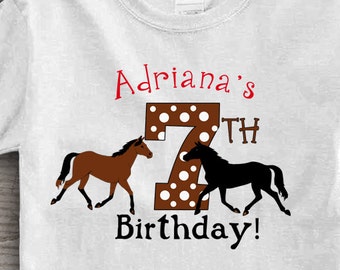 7th birthday shirt horse themed Birthday horse t-shirt for kids, Personalized Youth Clothing tops & tees youth, gift for her