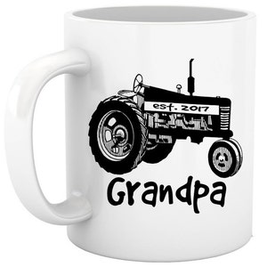 Fathers Day Gift for Grandpa dad personalized coffee mug farming tractor year established holiday gift ideas pregnancy announcement farmer