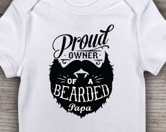 Beard shirt for boys new baby Papa and me Personalized gift "Proud owner of Bearded Papa" funny tshirt bodysuit shirt gift ideas