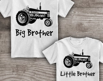 Tractor shirt for kids, Big Brother Little Brother Personalized pregnancy announcement birthday farm theme shirts for boys, girls