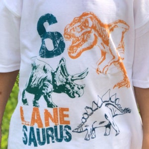 Dinosaur birthday shirt, Dinosaur birthday, Dinosaur shirt, personalized gift for kids, t-rex shirt image 5