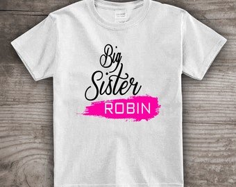 Gepersonaliseerde Big Sister t-shirt voor kinderen Little Sister shirt Jeugdkleding tops & tees, Zwangerschap Aankondiging nieuwe baby Verjaardagscadeau a307