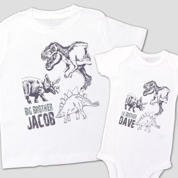 Big Brother Lil Brother matching dino birthday shirts sibling set boys Dinosaur tshirt birthday t-shirt pregnancy announcement dino new baby Il_570xn