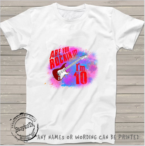 Rocker Birthday party shirt Guitar player "Are you rockin it" 10th tshirt Personalized Rock and n roll t-shirt for boys, girls, any age Il_570xn