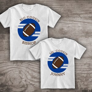 Big Cousin, Little Cousin shirt Personalized Football Sports Little Cousin, Big Cousin New baby pregnancy announcement Daddy and Me a301h1