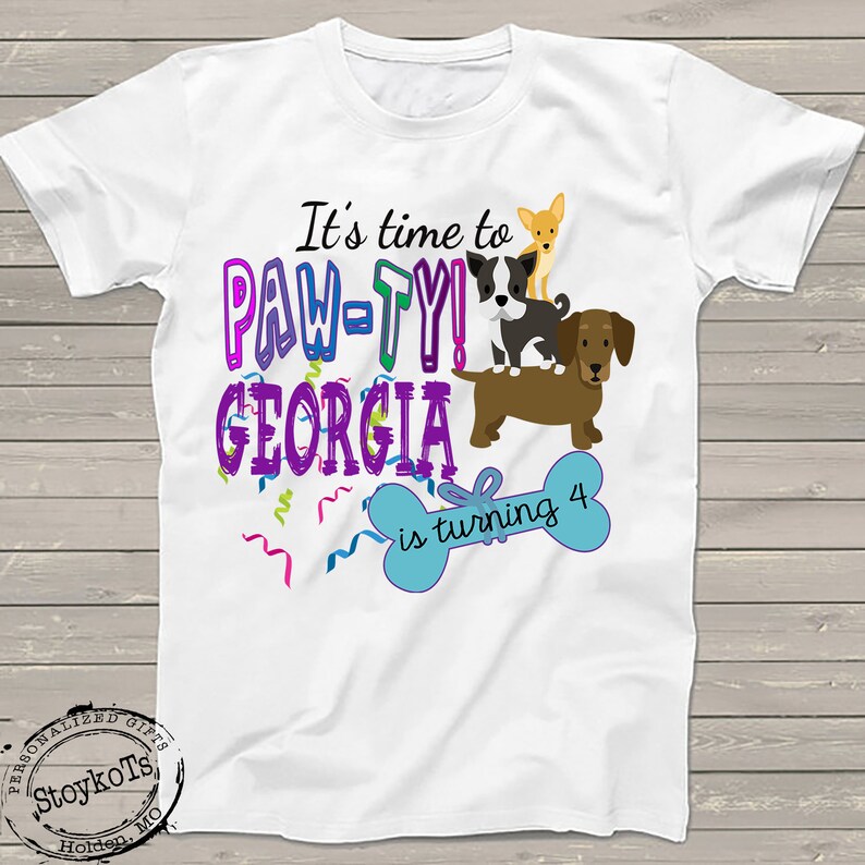 Puppy dog Birthday shirt, It's Time to Paw-ty, Birthday Party, gift for kids image 1