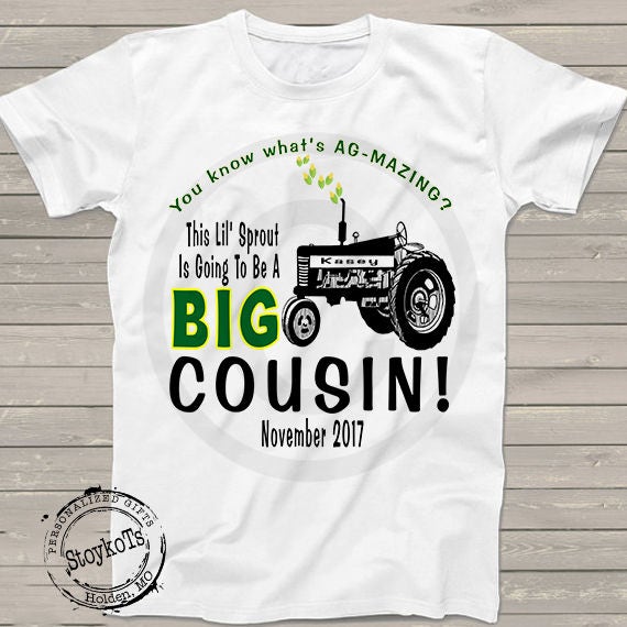 Big Cousin Shirts for kids Big Sister Brother ag tractor farm shirt Pregnancy Announcement new baby Personalized tshirt boys girls Little Il_570xn