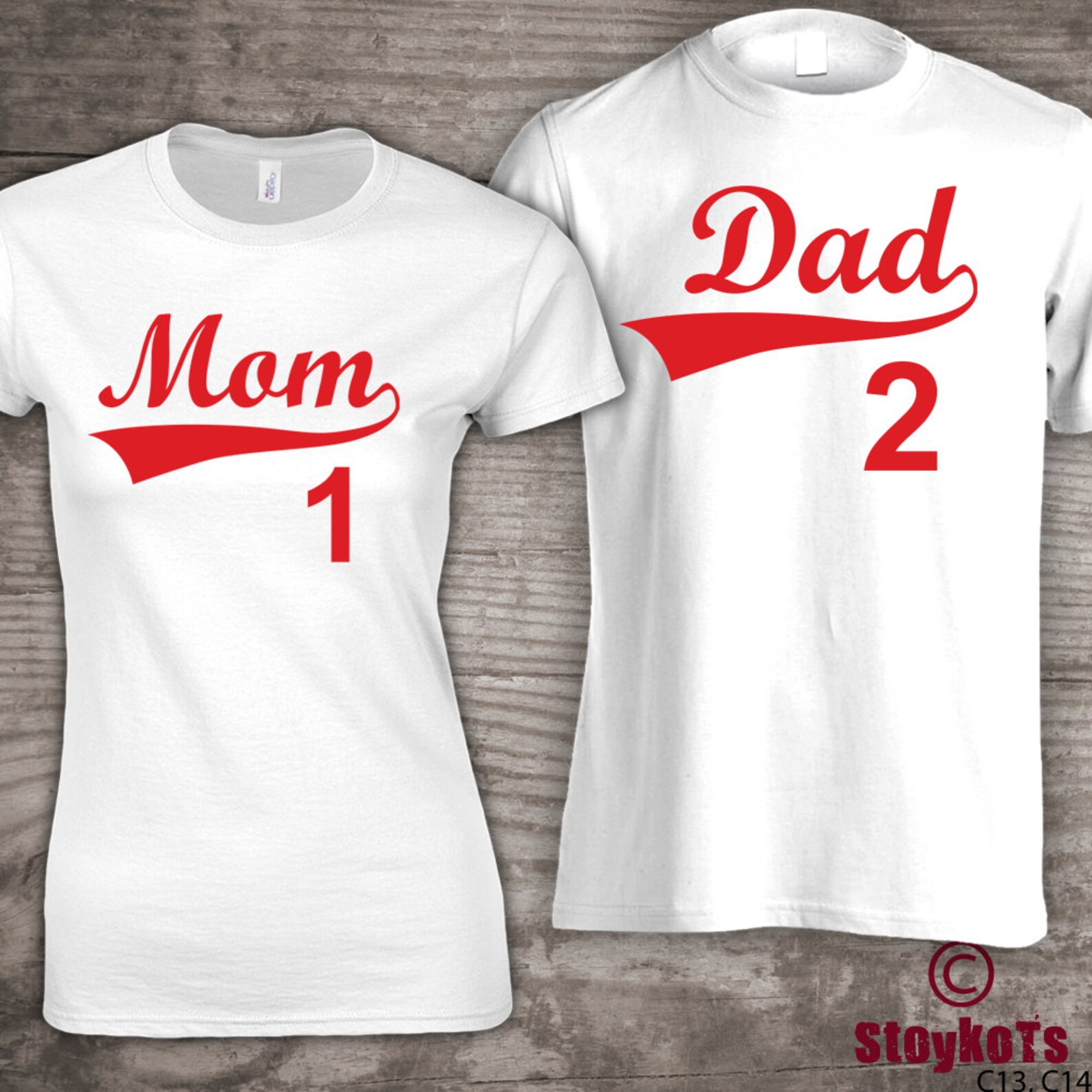 Baseball tshirts Mom Dad family set of 2 shirts Ball Etsy