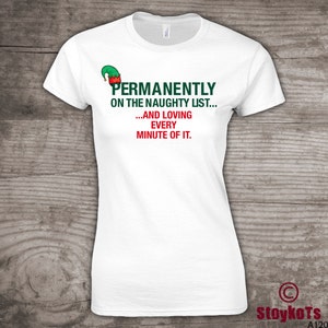 Christmas shirts for women Personalized &quot;Naughty List&quot; shirt tops & tees Santa&#39;s checklist adult Christmas one of a kind gift ideas a120