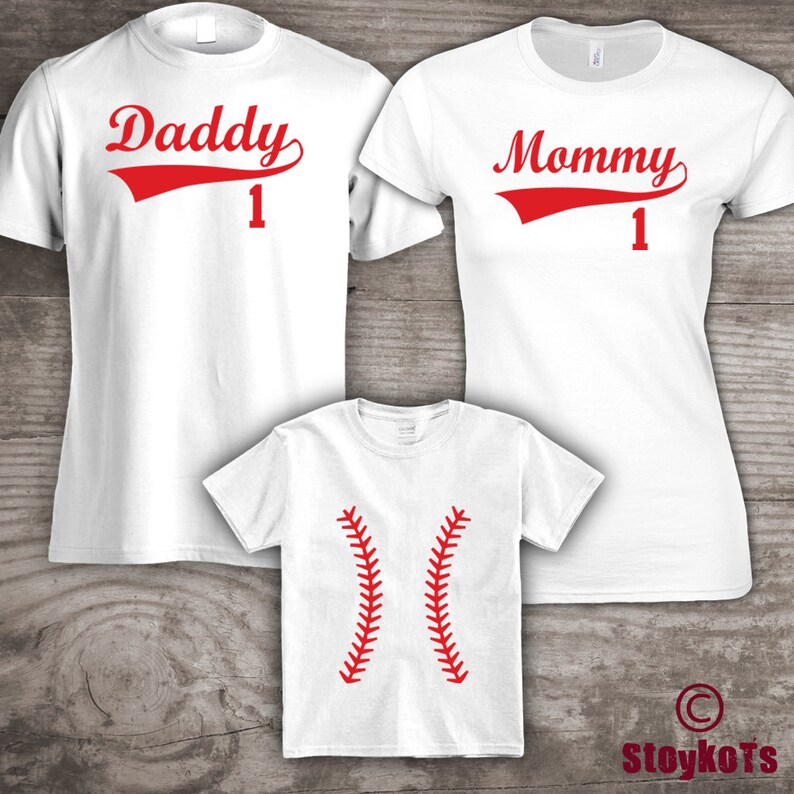 Baseball Tshirts Mommy Daddy Family Set of 3 Shirts Ball Etsy