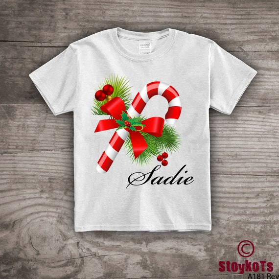 Embroidery Shirt Christmas Shirt Candy Cane Christmas Applique Shirt or Bodysuit