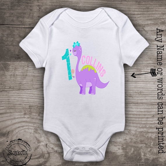 1st first Birthday Girl Dinosaur shirt, Personalized gift for girls, dino t-shirt for any birthday Il_570xn