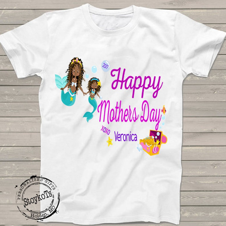 Happy Mother's Day shirt Mommy and me mini mermaid baby Shirts for kids girls Bodysuit Purple Pink Personalized with name and year image 1