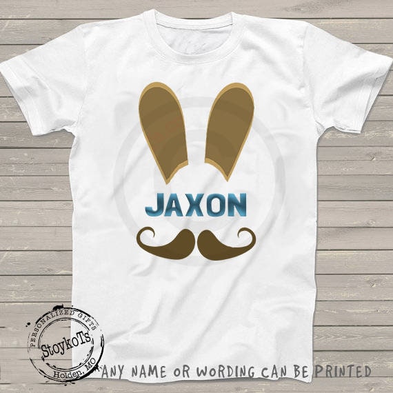 Easter shirts for kids Personalized brown mustache beard boys tshirt bunny rabbit ears t-shirt boutique baby matching family photo shirts Il_570xn