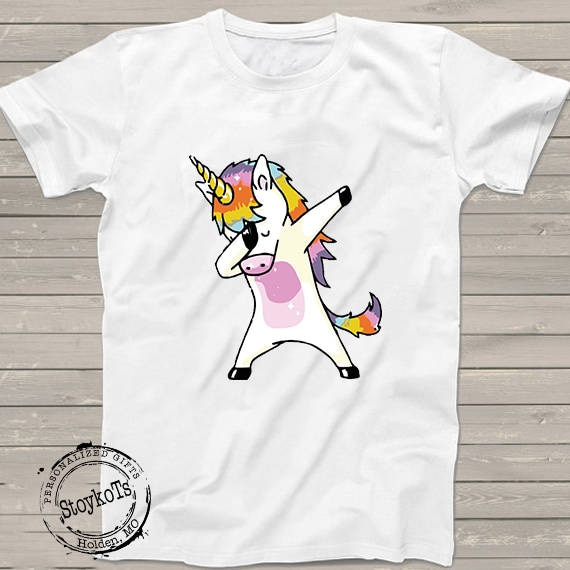 Dabbing Unicorn T Shirt For Kids Dab Tshirt Gift Ideas For Boys Girls Tee Can Be Personalized Rainbow Valentine By Stoykots Catch My Party