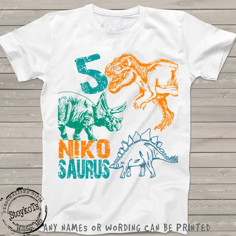 Dinosaur birthday shirt, Dinosaur birthday, Dinosaur shirt, personalized gift for kids, t-rex shirt image 1