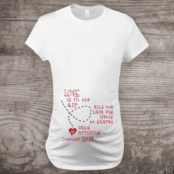 Personalized Valentines Day Maternity t-shirt Pregnancy Announcement "Love is in the air" baby love gift new baby mommy to be Il_570xn