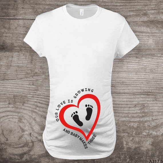 Personalized Valentines Day Maternity t-shirt Pregnancy Announcement "Our Love is growing baby makes three" mommy to be gift Il_570xn