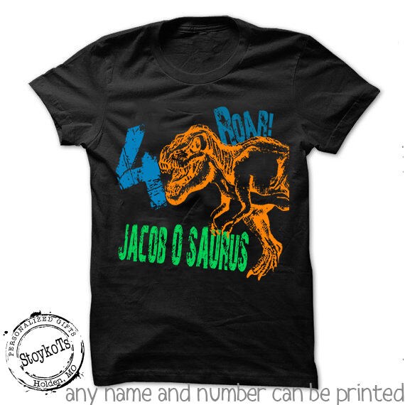 Dinosaur birthday shirt for kids personalized tshirt 3rd bday 1st, 2nd, 4th, 5th, 6th any birthday dino t-rex theme party shirts boys, girls Il_570xn