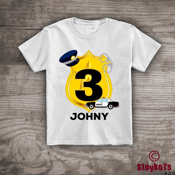 Policeman Police birthday shirt 3rd Birthday t-shirt Personalized Police Car, for boys, kids police themed, gift for him her tops and tees Il_570xn