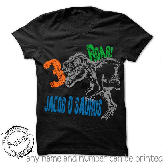 Dinosaur birthday shirt for kids personalized tshirt 3rd, 2nd, 4th, 5th, 6th any birthday dino t-rex theme party shirts boys girls Il_570xn