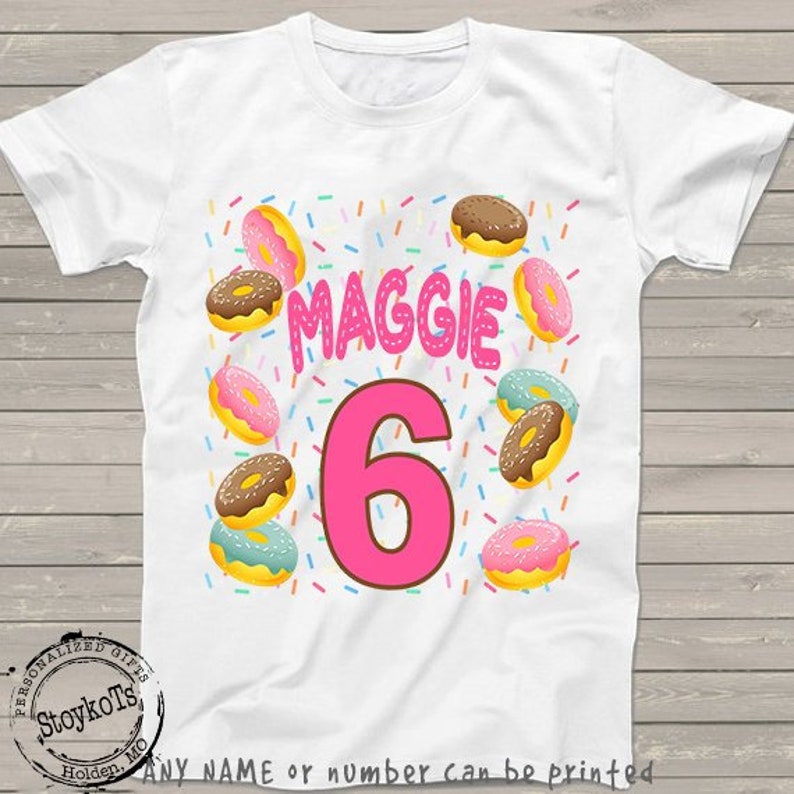 Donut birthday shirt, Donut party Shirt, t-shirt for girls, customized birthday shirts for kids, donut theme party shirts matching family image 1