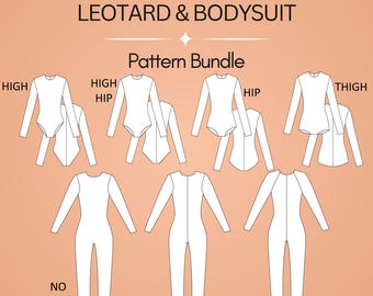 Women’s Leotard Bodysuit Sewing Pattern Set: Catsuit, No front seam, Cosplay (XS–6X) (PDF)