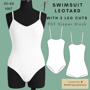 Patrón de costura de malla de traje de baño para mujer: Body de bloque bajo (XS-6X) (Patrón PDF)