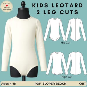 Patrón de costura de leotardo para niños: Body de bloque bajo (edades 4-18) (patrón PDF)