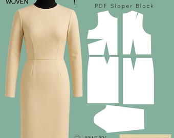 Women's Basic Dress Sewing Pattern: Sloper Block (XS–6X) (PDF Pattern)