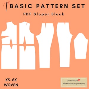 Standaard geweven sloperpatroonset dames: blok jurk en broek (XS–6X) (pdf-patroon)