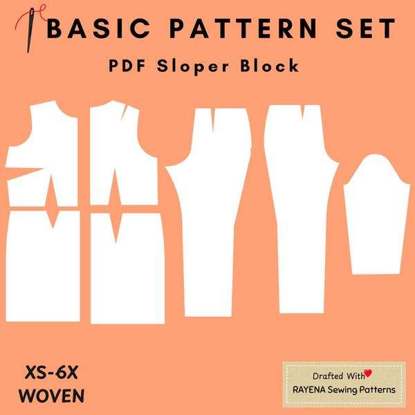 Women's Basic Woven Sloper Pattern Set: Dress and Pants Block (XS–6X) (PDF Pattern)