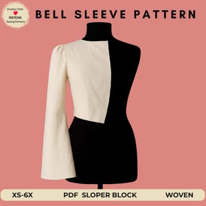 Bell Sleeve Sewing Pattern: Add on Sloper Block (XS-6X) (PDF Pattern)