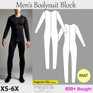 Men’s Basic Catsuit Bodysuit Sewing Pattern PDF | Sizes XS–6X | Unitard, Leotard, Cosplay Jumpsuit Fitness, Dance, Halloween Drag Costume