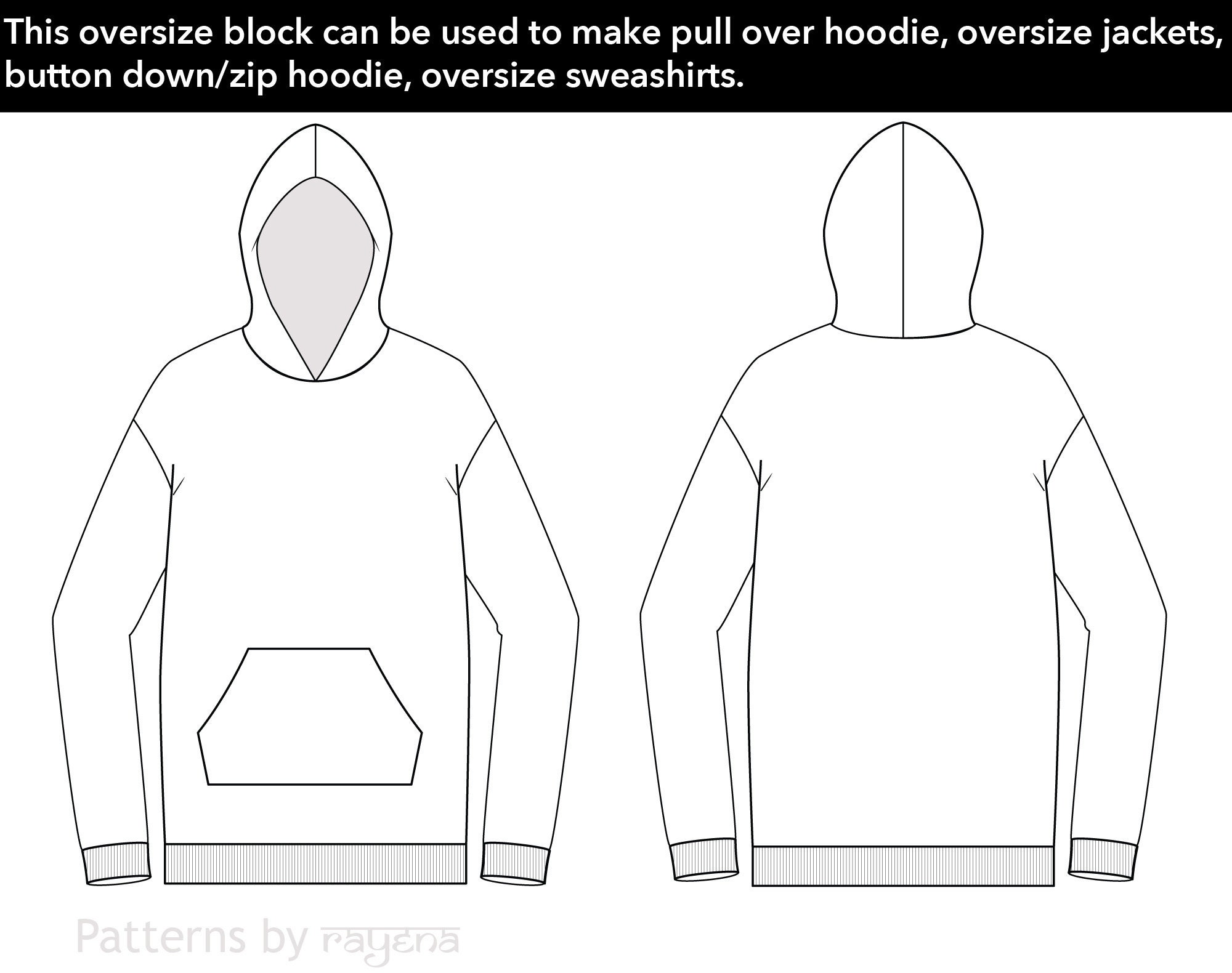 Oversize Hoodie Block PDF Sewing Pattern XS-6X Oversize - Etsy