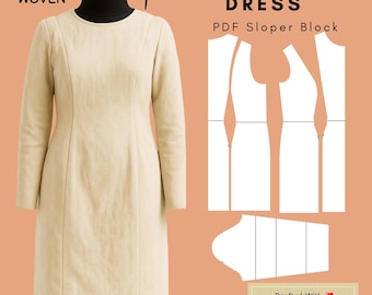 Women's Princess Seam Dress Pattern: Woven Sloper Block (XS–6X) (PDF Pattern)